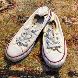 Converse White Sneakers with Red Accents